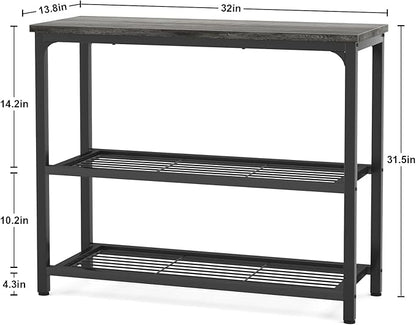 Ecoprsio Small Console Table, Sofa Table with Double Mesh Shelves, Modern Entryway Table for Entryway, Hallway, Foyer, Front Hall, Sofa Couch, Living Room, Bar, Kitchen, 32 Inch, Grey