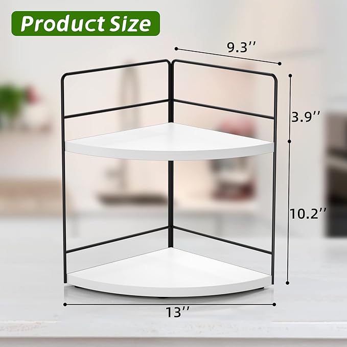 ZGO 2-Tier Bathroom Counter Organizer, Corner Skincare Organizers, Bathroom Organizer Countertop, Makeup Organizer for Vanity Storage, Bathroom Counter Storage(White)