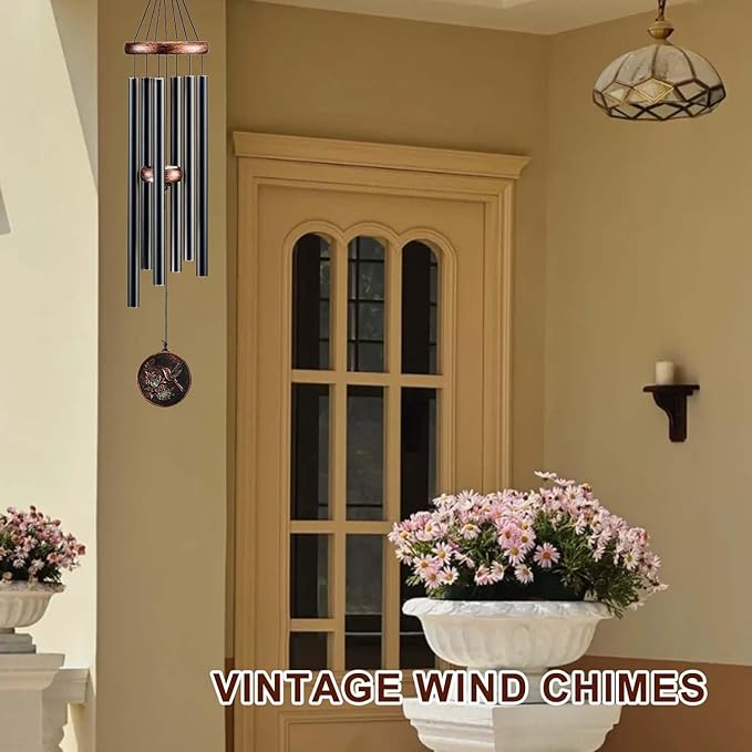 Wind Chimes for Outside, Hummingbird Deep Tone Vintage Wind Chime Outdoor Clearance, Sympathy/Memorial/Festivals/Birthday Gift for Mom Dad Grandma, Home Garden Patio Decor (32" Hummingbird)