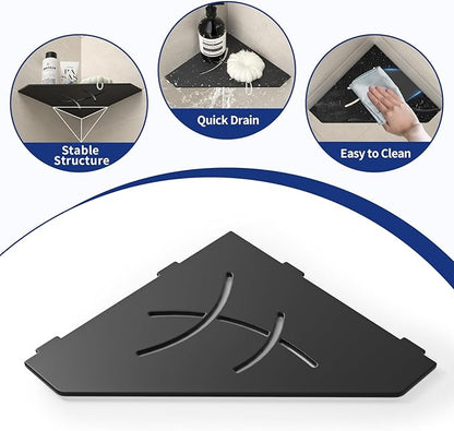 Corner Shower Shelf 10", Matte Black 304 Stainless Steel Pentagonal Corner Shelf Recessed Bathroom Storage Shampoo Holder Organizer Shelf 2 Pack