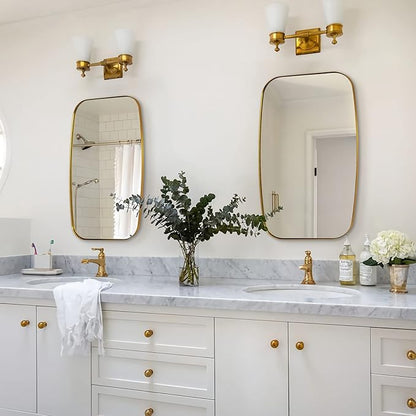 ANDY STAR Gold Oval Mirrors for Bathroom, Large 24x36’’ Brushed Gold Metal Framed Oblong Wall Mirror, Modern Brass Vanity Mirror in Stainless Steel Frame Wall Mount Horizontal or Vertical
