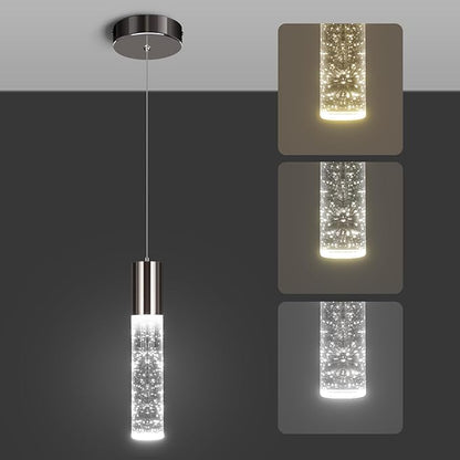 OKELI Modern Pendant Light,3Color LED Bubble Crystal Island Light Fixtures,Black Mini Pendant Lighting for Kitchen Island,Bar,6W,3000-6000K,ETL