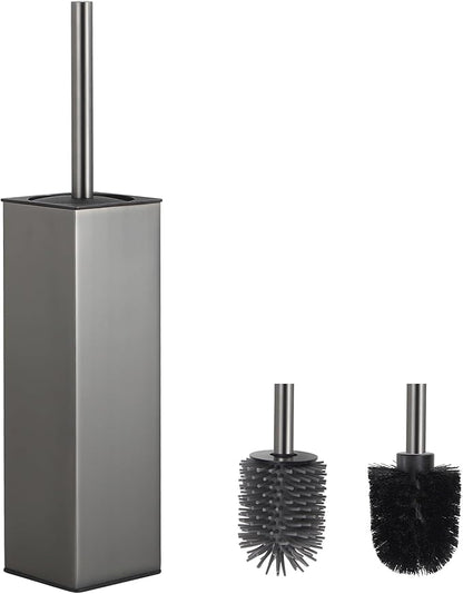 BVL Toilet Brush and Holder Set Gun Gray Freestanding Toilet Bowl Brush for Bathroom