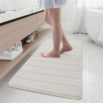 Buganda Memory Foam Bath Mat, 44" x 20", Ultra Soft and Non-Slip Bathroom Rugs, Water Absorbent and Machine Washable Bath Rug for Bathroom, Shower, and Tub, Cream