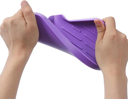 Silicone Bathroom Soap Dishes with Drain Spout-Bathroom and Kitchen Sink Organizer,Sponge Holder,Dish Soap Tray,Perfect for Dispenser,Scrubber,Bottle,Cup on Sink or Counter-Purple 9.6"×5.3"