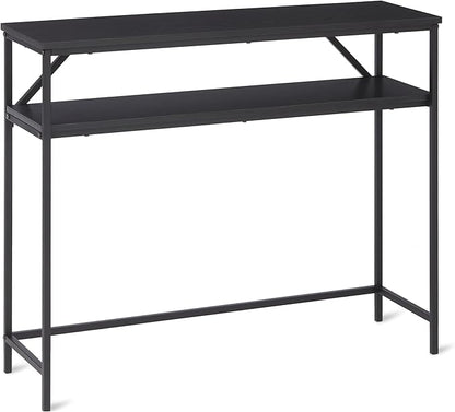 Amazon Basics Rectangular Console Table with Storage Shelf, Steel Frame, 39x31x11.8 in, Black