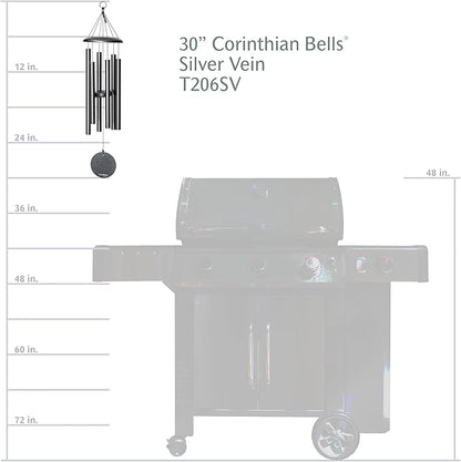 Corinthian Bells by Wind River - 30 inch Silver Vein Wind Chime for Patio, Backyard, Garden, and Outdoor Decor (Aluminum Chime) Made in The USA