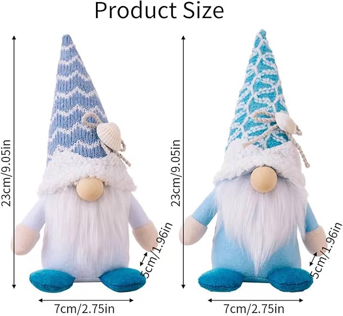 Summer Gnomes Decorations, Beach Gnomes Plush Decor for Home Ocean Day Gnome Tiered Tray Decor Handmade Tomte Swedish Nisse Scandinavian Elf Dwarf,Birthday Gnome Gifts, Blue