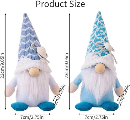 Summer Gnomes Decorations, Beach Gnomes Plush Decor for Home Ocean Day Gnome Tiered Tray Decor Handmade Tomte Swedish Nisse Scandinavian Elf Dwarf,Birthday Gnome Gifts, Blue