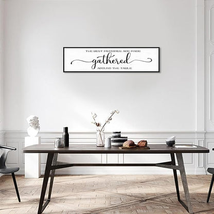 The Best Memories Are Made Gathered Around The Table Wall Decor: Farmhouse Kitchen Wall Art Framed Large Rustic Kitchen Sign Modern Dining Room Wall Decor Hanging Wall Plaques 12"x40"
