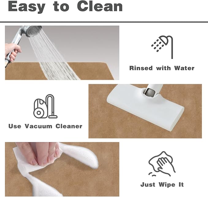 Bathroom Mat Quick Dry, Bathroom Rugs Non Slip Washable Thin Absorbent Bath Mat Fits Under Door Bathroom Floor Mat Perfect for Bath, Shower, or Sink 24"x70" Camel