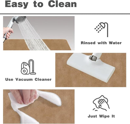 Toilet Rug, Thin Toilet Rugs U Shaped Washable Non Slip Absorbent Quick Dry Low Pile Toilet Mat, 20"x24" U Shape Camel