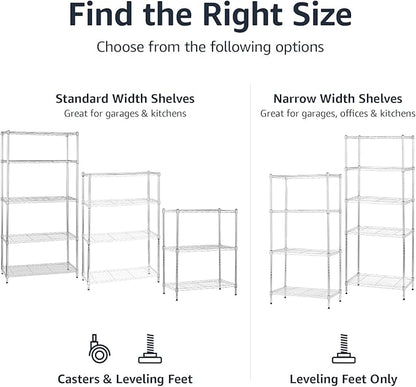 Amazon Basics 3-Shelf Adjustable Heavy Duty Steel Wire Rack Storage Shelving Organizer for Kitchen, Garage, 23.2" L x 13.4" W x 30" H, Chrome