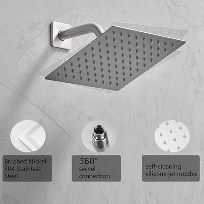 Shower Faucet Brushed Nickel Rain Shower Head Shower Faucets Sets Complete Bathroom Rainfall Shower System, Single Function Shower Trim Kit with Rough-in Valve