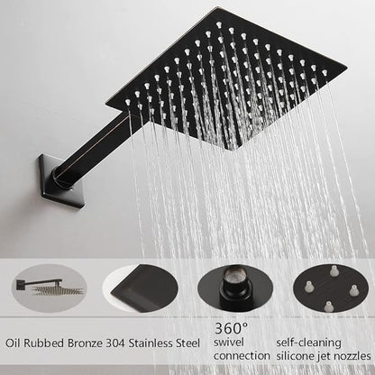 ‎Oil Rubbed Bronze Shower Faucet Set with Tub Spout Bathroom Luxury Rain Mixer Shower Head System Wall Mounted Shower Faucet Complete, Single Handle Tub and Shower Trim Kit with Rough-in Valve