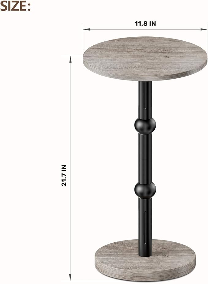 Drink Table, Small Round Side Table for Small Spaces, Modern Accent Round End Tables with Metal Leg, Thickened Wood Pedestal Coffee Tables for Living Room, Bedroom, Narrow Corners,Sofa Couch