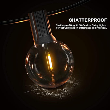 VerRon 100FT LED G40 Globe String Lights, Waterproof Shatterproof Outdoor Patio Lights with 50+2 Dimmable Edison Bulbs, Backyard Hanging Light, Warm White for Bistro Party Wedding Deck Garden