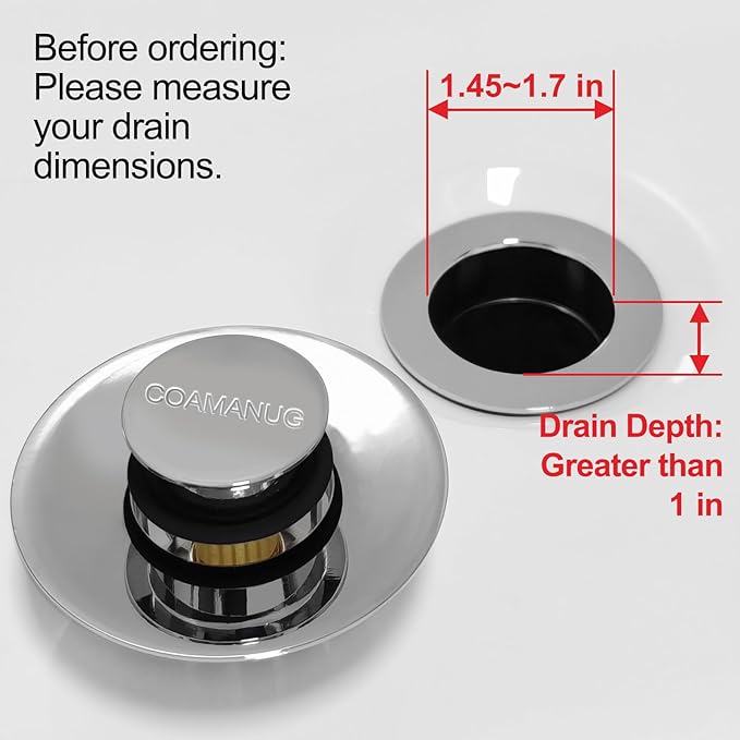 Bathtub Stopper | Shower Drain Hair Catcher, Pop-up Tub Stopper with Strainer | Bathroom Drain Plug | Drain Protector for 1-1/2 to 1-3/4"" Bath Drain Hole