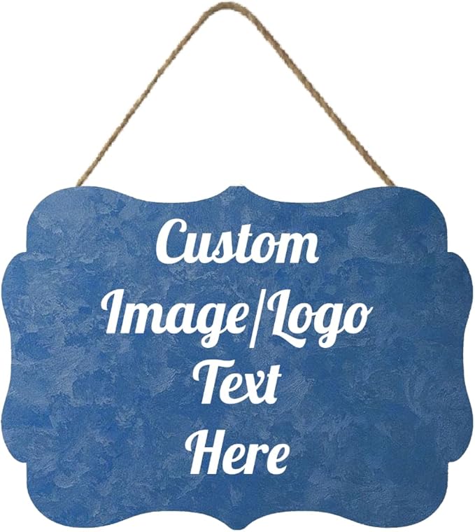 Personalized Wooden Welcome Sign - Customized Image/Text Hanging Door Sign Farmhouse Decor for Home Office - 11.2 * 8 Inch