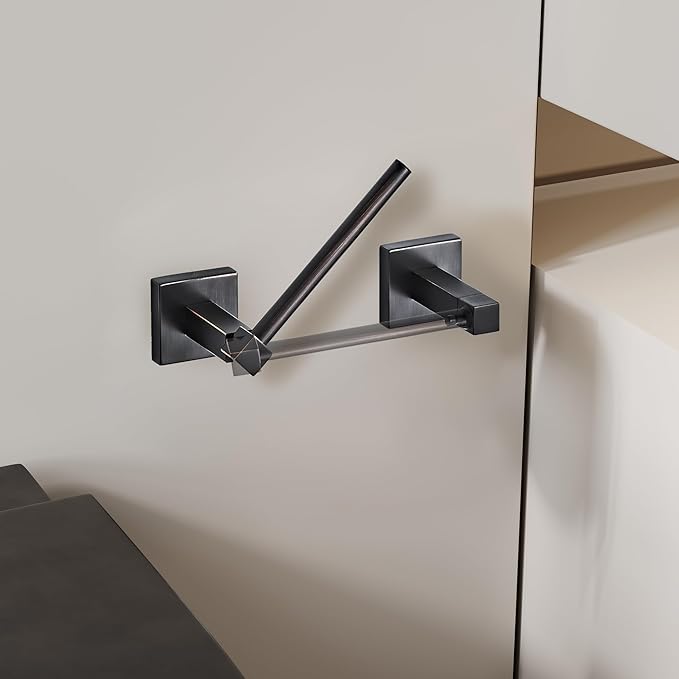 Ruacq Toilet Paper Holder Oil Rubbed Bronze-Toilet Paper Holder Wall Mount Double Post Pivoting Square-Toilet Tissue Roll Holder Rustproof Stainless Steel