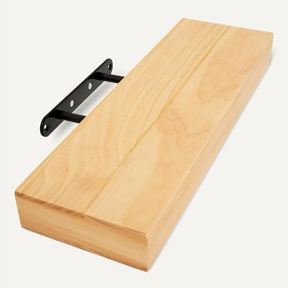 Amazon Basics Wood Floating Wall Shelves, Pack of 3, Pine, 15.8" x 5" x 1.8"