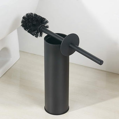 BGL Stainless Steel Toilet Brush with Holder, 2 Black Bristle Heads