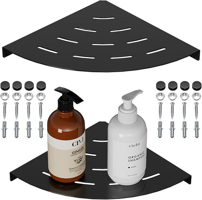 2 Pack Corner Shower Shelves Load Capacity 40 lbs 304 Stainless Steel Shower Corner Shelf Will not Rust 8in Shower Shelf for Inside Shower Matte Black Drilling Installation