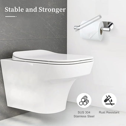 Chrome Toilet Paper Holder, Upgraded SUS304 Stainless Steel Toilet Roll Holder, Modern Double Base Paper Towel Holder Wall Mount for Bathroom, Kitchen, Washroom