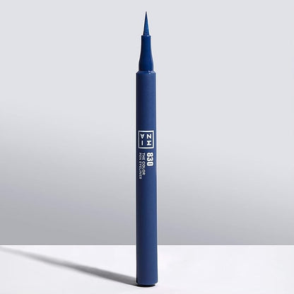 3INA The Color Pen Eyeliner 830 - Ultra Fine Tip 14H Dark Blue Longwear Liquid Liner - Vibrant Color, Matte, Smudgeproof, Flake Proof Eye Makeup - Cruelty Free, Paraben Free, Vegan Cosmetics - Navy