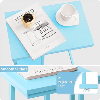 Yoobure C Shaped End Table, Side Table for Couch and Bed, Small Side Table for Small Spaces, Living Room, Bedroom, Rustic Snack Table