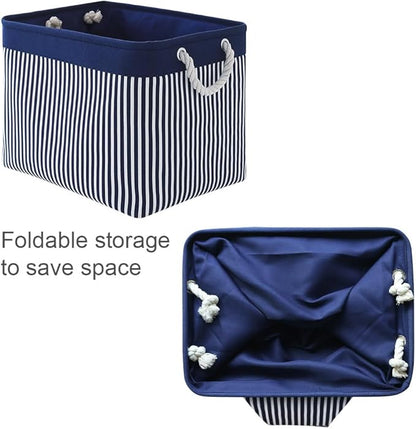 TcaFmac Organization and Storage Basket for Shelves - Large 2 Pack 16x12x12 inch Fabric Storage Cubes, Collapsible Storage Bins for Gift Closet Cloth Toy Books Kids (Navy Patchwork)
