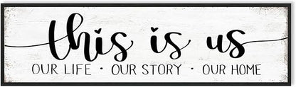 This Is Us Sign Wall Decor: Family Signs for Home Decor Living Room Wall Art Framed 16"x48"Large Farmhouse Rustic Home Sign Wall Decor Above Bed,Country Wall Plaques Hanging Master Bedroom Decor