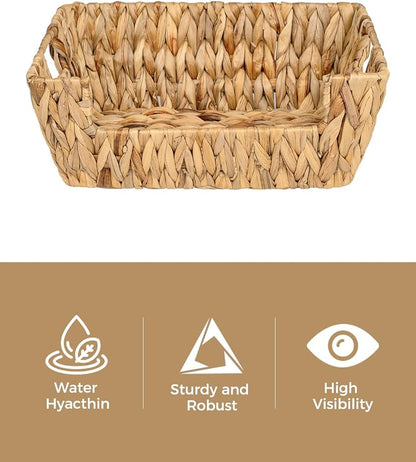 StorageWorks Wicker Basket for Pantry Organizers and Storage, Stackable Water Hyacinth Storage Baskets for Pantry Shelves, 2-Pack