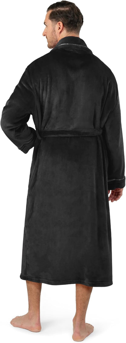PAVILIA Mens Soft Robe | Warm Fleece Robes for Men, Soft Spa Bathrobe with Shawl Collar and Pockets