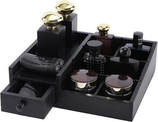 Organizer For Men,Bathroom Countertop Organizers,Perfume Organizer,Cologne Organizers,Bathroom Storage,Restroom Organization,Perfume Stand,Gifs For Men,Adjustable Partition(Black)