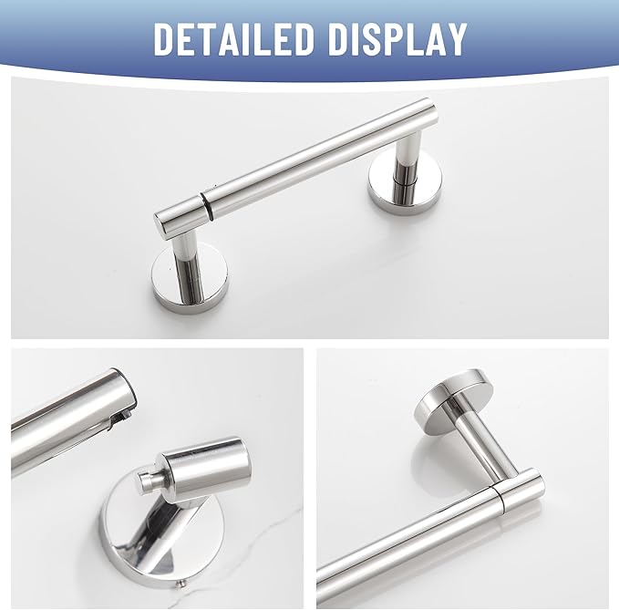 BVL Toilet Paper Holder Polished Chrome Wall Mount Stainless Steel 304 Large Mega Roll