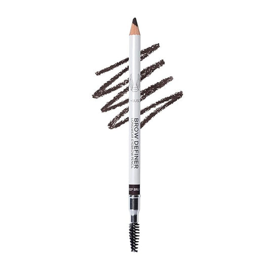 True + Luscious Brow Definer Pencil - Pomade & Powder Combo With Organic Castor Oil - Fills, Shapes Eyebrows - Waterproof - Deep Brunette