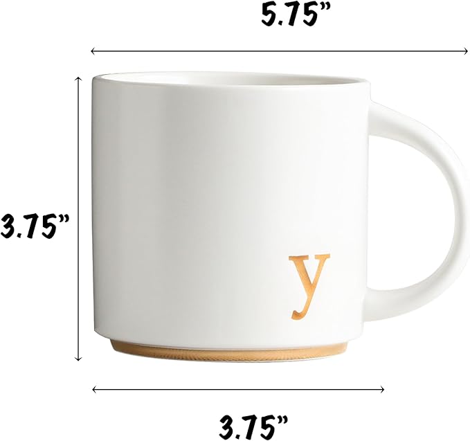 COLLECTIVE HOME - Monogram Ceramic Mugs, 15 oz Golden Initial Coffee Cups, Elegant Alphabet Tea Mugs, Elegant Personalized Mug with Gift Box, Luxurious Cups for Office and Home (y)