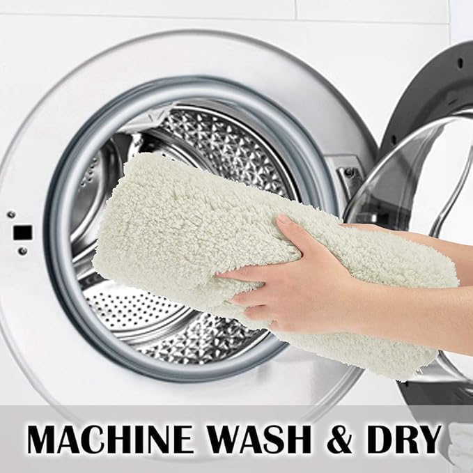 Suchtale Extra Soft & Absorbent Shaggy Bath Mat - Machine Washable Microfiber, Non Slip, 24 x 40 Ivory