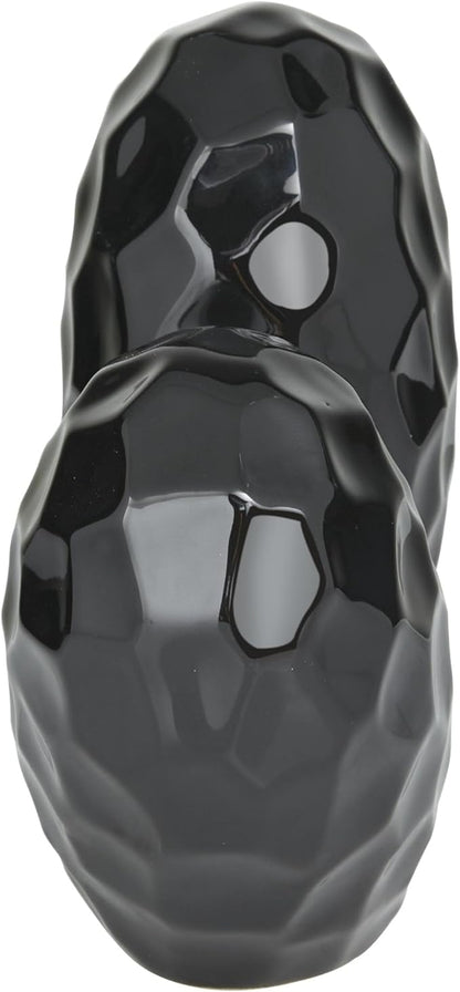 Deco 79 Porcelain Ceramic Heart Decorative Sculpture Dimensional Angled Origami Inspired Home Decor Statue, Accent Figurine 8" x 3" x 8", Black