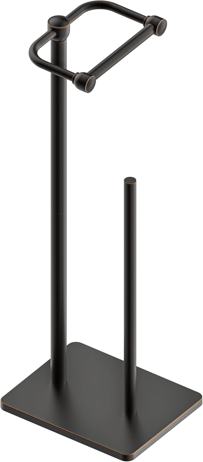 RUACQ Toilet Paper Holder Stand, Bathroom Toilet Paper roll Holder Free Standing with Storage for 4 Rolls, Post Pivoting Design, Stable Weighted Base, SUS304 Stainless Steel (Oil Rubbed Bronze)