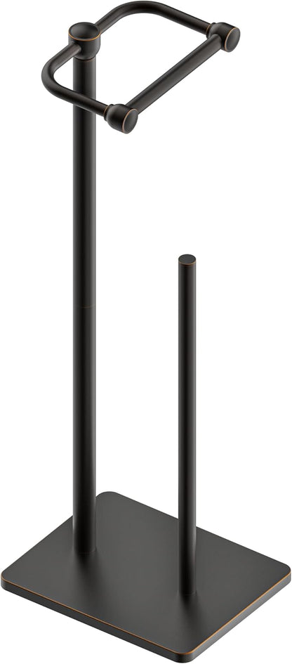 RUACQ Toilet Paper Holder Stand, Bathroom Toilet Paper roll Holder Free Standing with Storage for 4 Rolls, Post Pivoting Design, Stable Weighted Base, SUS304 Stainless Steel (Oil Rubbed Bronze)
