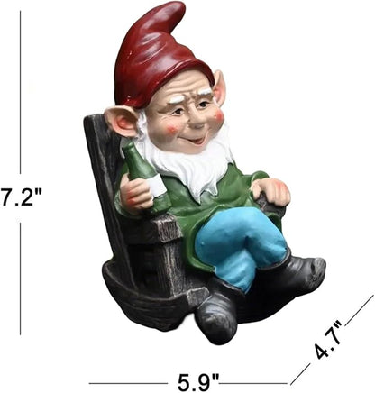OwMell Drinking Wine Garden Gnome Statue Decoration 7.3" Figurine Ornament for Indoor Outdoor Home Patio Yard Lawn - Wine