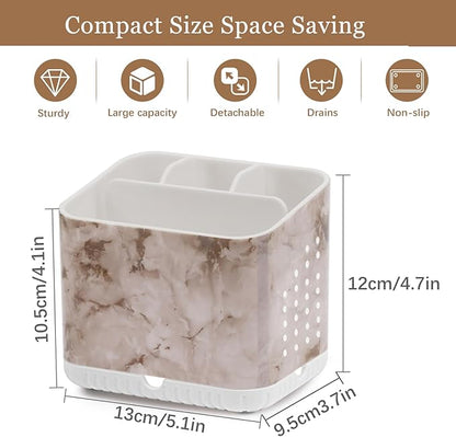 Toothbrush Holders for Bathrooms, Kids Electric Toothbrush and Toothpaste Holder, Toothbrush Caddy Organizer, 4 Slots Tooth Brushing Stand for Bathroom Organizer Countertop (White Marble)