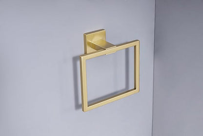 10-Piece Bathroom Hardware Set - Brushed Gold SUS304 Stainless Steel Wall-Mounted Towel Bar, Holder & Racks, 23.6 Inch