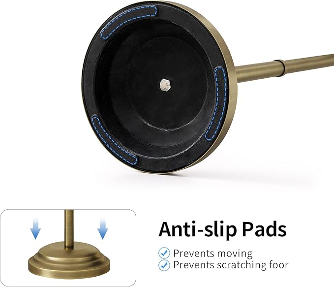 RUMOSE Toilet Paper Holder Stand for Floor,Antique Brass Adjustable (12.4" to 22.8") Bathroom Toilet Tissue Holder, Free Standing Paper Roll Holder with Storage, Stainless Steel