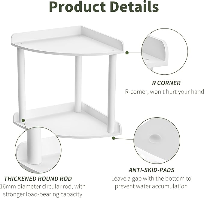 2-Tier Countertop Corner Organizer Shelf - 7x7x8 Inch, White Acrylic Bathroom Organizer for Countertop, Vanity Storage for Skincare, Cosmetics, Perfume