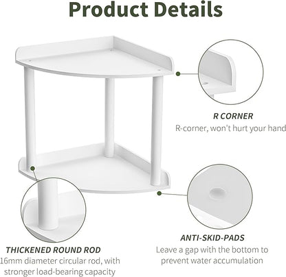 2-Tier Countertop Corner Organizer Shelf - 7x7x8 Inch, White Acrylic Bathroom Organizer for Countertop, Vanity Storage for Skincare, Cosmetics, Perfume