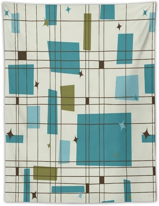 ICMOLYYENLO Boho Medieval Cat Tapestry, Abstract Atomic Starburst Geometric Aesthetic Art Wall Hanging For Bedroom Living Room Dormitory 60x80 Inches