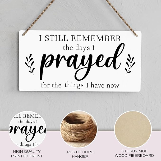 Christian Decor for Home I Still Remember The Days I Prayed Wall Decor Rustic Bible Verse Sign Scripture Printed Wood Sign Wall Art Religious Gifts Faith Based Gifts